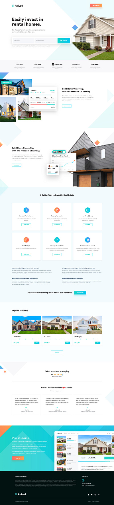 ArrivedHomes.com branding freelance freelancer home home page hubspot illustration landing page leadgeneration realstate ui ux uiux unbounce unbounce design web design web development website website design