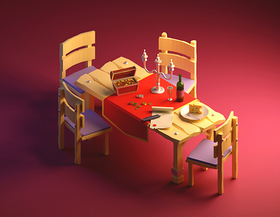 Merchant's Place 3d 3d art 3d artist 3d render blender blender 3d chair chest design game illustration table