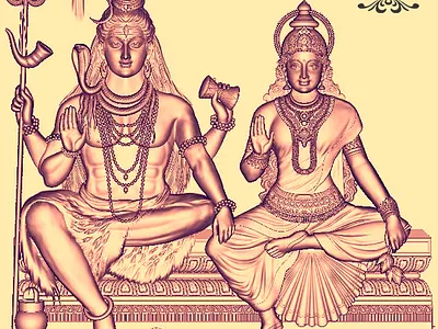 shiv parvati artcam 3d model 3d artcam cnc design door god laser mahadev stl