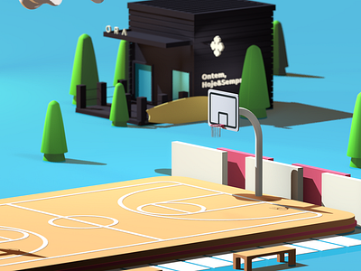 Basketball Court - Cinema 4D 3d 4d art basket basketball basketballcourt cinema4d design graphic design illustration project