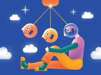 Pendulum 💭 character design colorful digitalart gradient grain illustration pendulum thoughts vector waiting