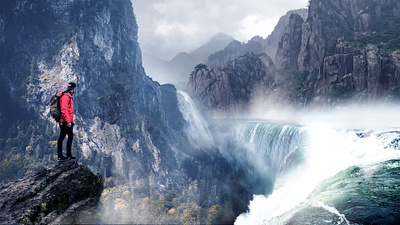 Matte Painting concept creative environment design graphic design manipulation matte painting mountains nature photo editing photoshop design ps realistic waterfalls