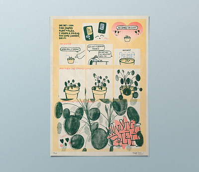 Monster Pilea graphic design illustration poster print riso print