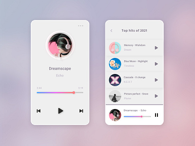 Music player UI Design app design minimal ui