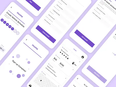 Mume rideshare app app design ui ux