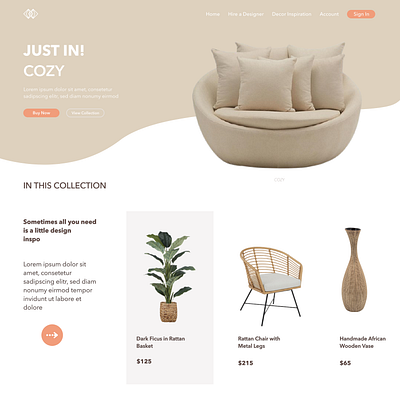 COZY Web Landing Page design ui