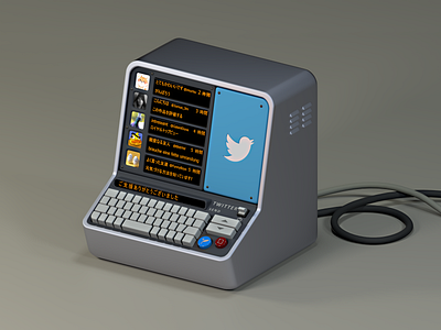 Twitter Mahine 3D 3d 3d model branding c4d cinema 4d computer redshift render retro style transformation twitter