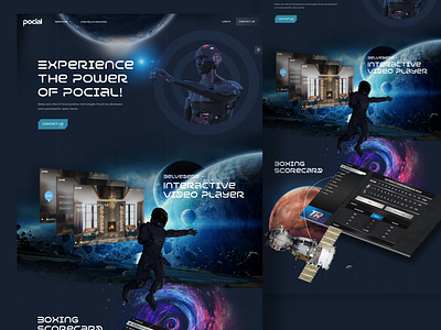 Futuristic Landing Page astronaut clean ui earth galaxy graphic design illus illustration landing page design minimal mobile app modern design motion graphics polls product design technology ux visual design web design website design