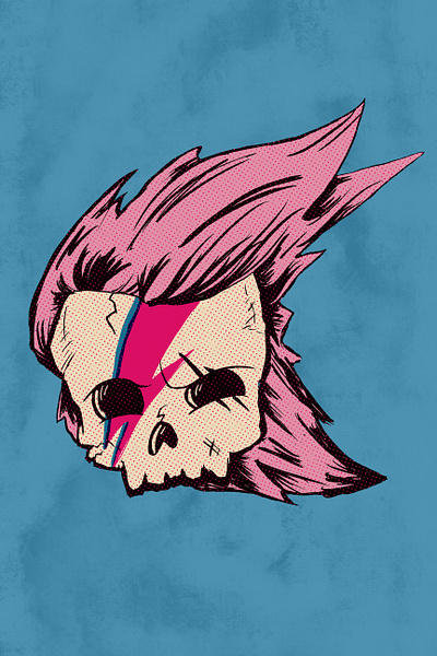 Bowie inspired skull bowie branding cartoon david bowie design graphic design illustration