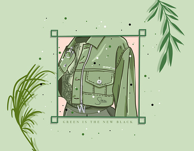 Green is the new Black art artist branding clouthes color digital digital draw drawing drawings fashion graphic design green illustration ipad jacket logo plants procreate