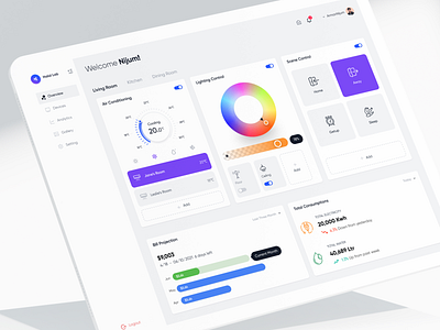 Smart Home Management - Web App ac clean consumption device management light management minimal smart app smart home web app ui ux website