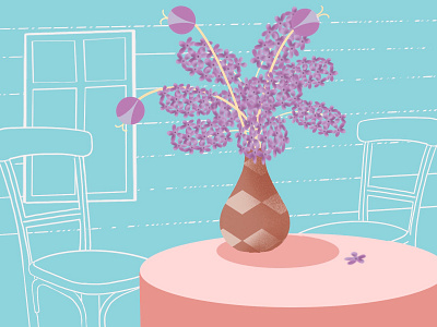 Time of lilacs design drawing illustration lilacs procreate stilllife vase