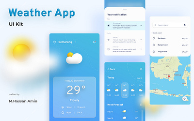 Weather Forecast App animation branding design graphic design icon illustration logo mobile app ui vector