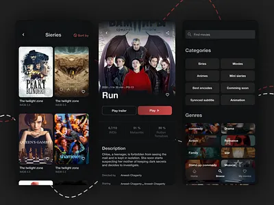 Movie application application clean dark figma gradient modern movie poster red simple ui