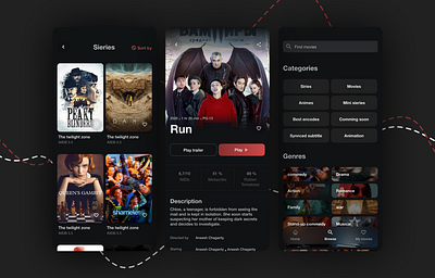 Movie application application clean dark figma gradient modern movie poster red simple ui