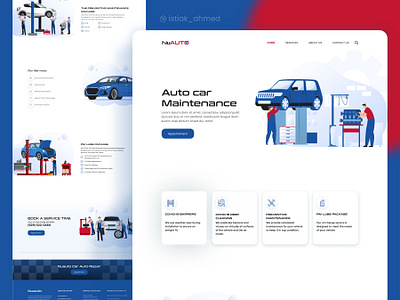 Auto Care Car Maintenance automotive car character dealership design flat hero icon illustration kit landing landing page rent repair ui vector web website