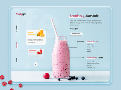 Smoothie Website Design Concept adobe adobe xd app concept dailyui dailyuichallenge design figma fruit website interface landing page online shop smoothie smoothie website ui ui design ux ux design web design website design