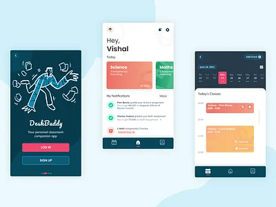 DeskBuddy - A Classroom Companion App Concept app class classroom design education learning minimal ui