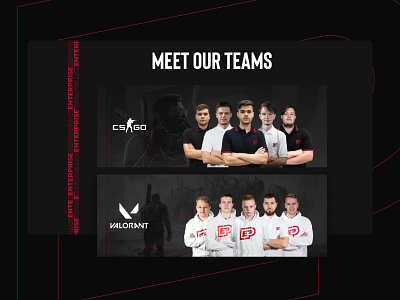 Enterprise esports - meet our teams clean cs:go csgo design dota e sport esport esports games gaming lol minimal ui ux web webdesign website