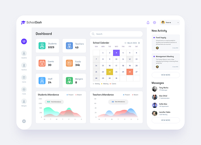 SchoolDash dashboard design dribbble interface minimal school ui ux web website