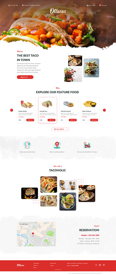 Ottacos - Tacos food restaurant website online food restaurant taco ui ux web design