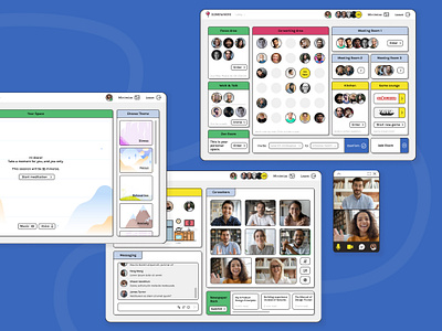 Somewhere, your virtual office space hangout interface office playful ui design ux design video conference video meeting virtual office working from home zoom
