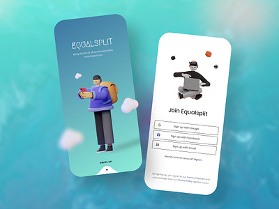 Equalsplit - Expense Manager App Login Screen. app app design design illustration login screen mobile app signup screen ui ui design uiinspiration uiux ux web