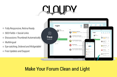 Cloudy - Responsive Vanilla Forums 3d blog branding css graphic design html web design web template web theme web themes website template