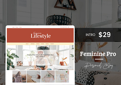 Feminine Pro - Chic WP Theme blog blog template blog theme branding graphic design web theme wordpress template wordpress theme