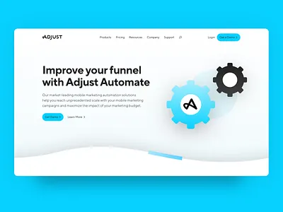 Adjust - Landing Page brand design illustration landing page logo marketing typography ui vector website