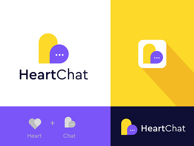 heartchat l modern logo mark app brand identity branding business company chat communication creative design heart icon illustration logo designer love logo memorable nark mobile monogram recent logo smart logo social strong marl