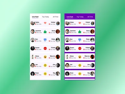 Live reaction feed design. app branding design icon illustration logo typography ui ux vector