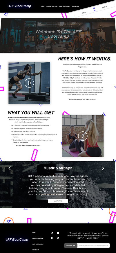 4PF BootCamp Concept Site branding clean design fitness ui ux