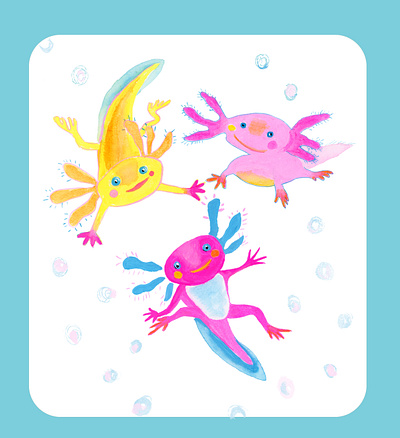 Aksolots amphibian animalillustration characterdesign design graphic design icon illustration seaanimalsillustration watercolorillustration