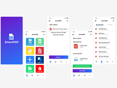 SmartPDF - PDF Converter tool app branding design mockup ui ux vector