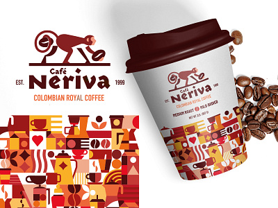 Cafe Neriva Logo & Pattern branding design icon illustration typography vector vector illustration