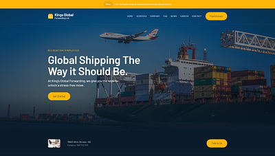 Global Shipping Website blue branding dark design shipping theme ui web design website