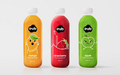 Packaging Design - Fruto Juice bottle label branding design illustration label design packaging product packaging