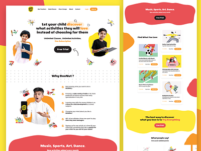 Doonut Homepage activities book classes childern activity childern homepage clean ui doonut dribble design shots graphic design illustration minimal modern design product design teachers ui ux visual design web design