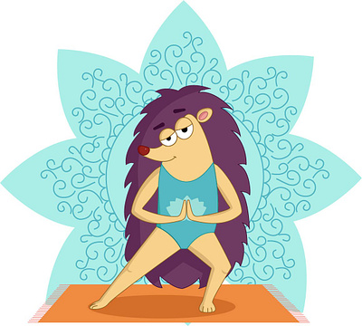 Yoga hedgehog illustration vector