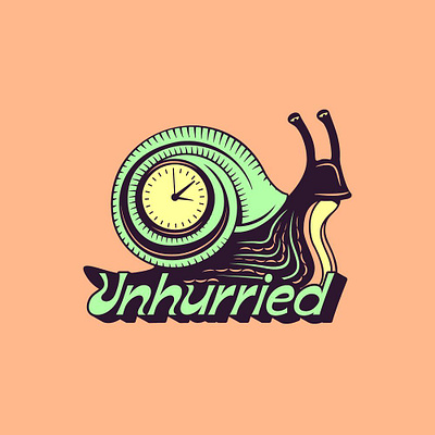 Unhurried clock design doodle drawing illustration typography vector