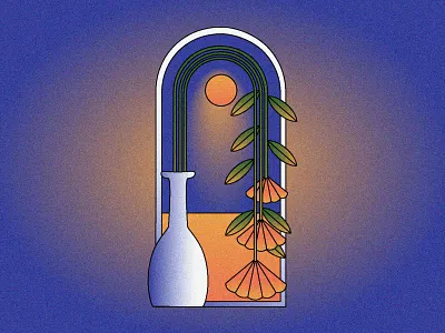 Wilted Flowers arc dessert dreamy flowers gradient heat illustration plant shading sun vase wilted window