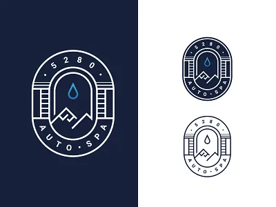 5280 Auto Spa Logo Mark auto automotive badge blue branding colorado design line logo mountain mountains vector