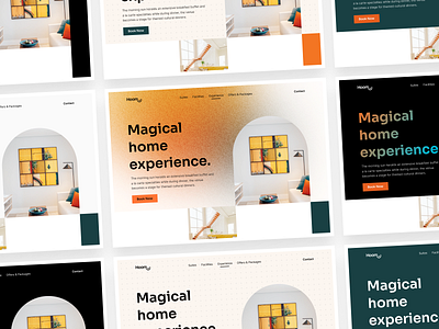 Guest house landing page - Web Exploration black bold booking clean dailyui dark design gradient guest house header hotel landing page minimalist orange pastel typography ui uiux ux web design