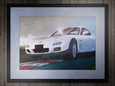 Shiroi Inazuma - Mazda RX-7 automotive car digitalart digitalpainting illustration krita mazda racing rx7 wacom