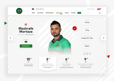 Profile Design, Mashrafe Mortaza 2021 cricket daily ui dailyui6 dailyuichallenge design landing page landing page design mashrafee new design profile profile design ui uidesign uiux user experience user interface