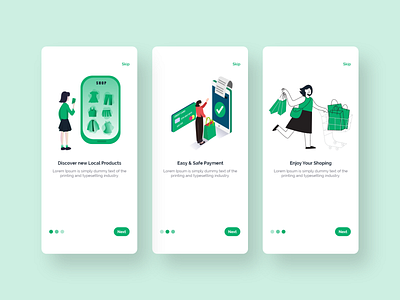 Ecommerce App Onboarding clean clean ui design ecommerce ecommerce app illustration minimal mobile app mobile app design shopping app ui ui design uiux ux