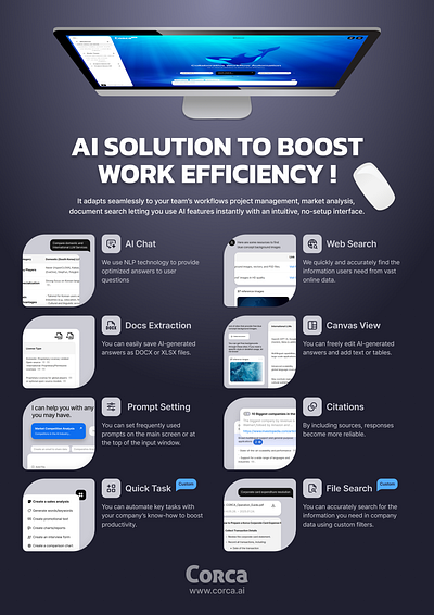 Corca LLM : Brochure design ai brochure corca editorial enterprise figma gui llm product ui ux