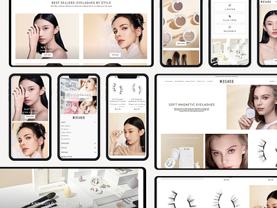 Wosado Eyelashes – Clean & Luxurious Website Design Concept clean collection page ecommerce homepage luxury personal care ui design web design website design