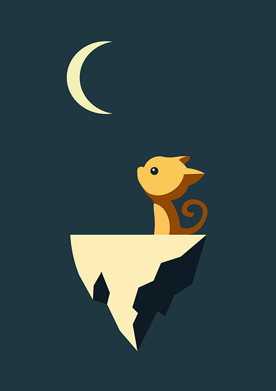 Moon and the Lonely Cat graphic design illustration luxury design minimal design vector